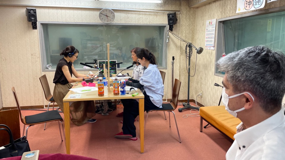 Recording a church sponsored radio show in a studio in Radio Okinawa.